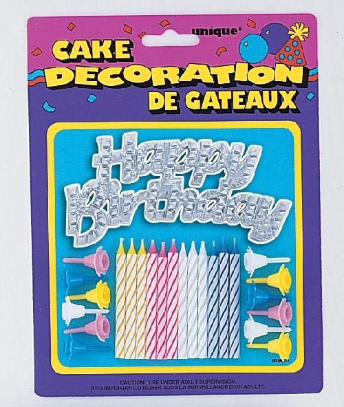 Dortový nápis HAPPY BIRTHDAY s svíčkama