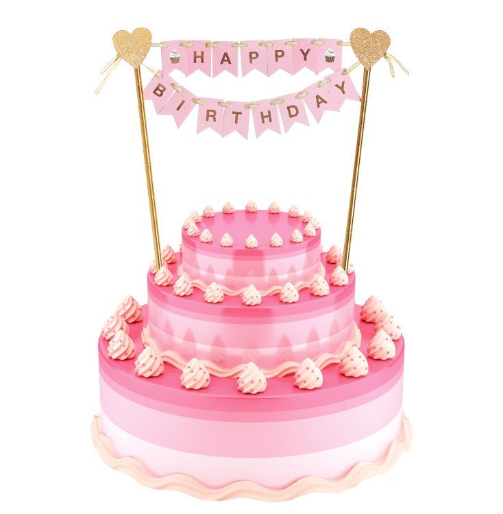 Obrázek k výrobku 23324 - Nápis na dort HAPPY BIRTHDAY růžový