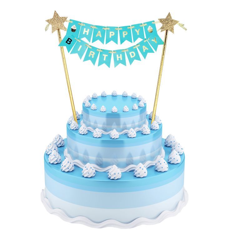 Obrázek k výrobku 19097 - Nápis na dort HAPPY BIRTHDAY světle modrý