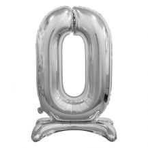 Obrázek k výrobku 23258 - Fóliový balónek stříbrný 0 se stojanem