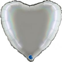 Obrázek k výrobku 23218 - Holografický fóliový balónek srdce platina
