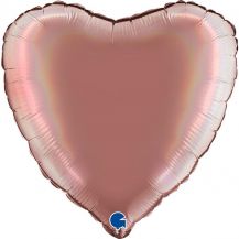 Obrázek k výrobku 23386 - Holografický fóliový balónek srdce rose gold