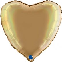 Obrázek k výrobku 23217 - Holografický fóliový balónek srdce zlatá