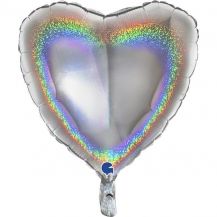 Obrázek k výrobku 23384 - Třpitivý fóliový balónek srdce stříbrná