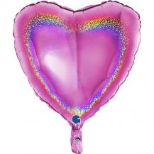 Obrázek k výrobku 23216 - Třpitivý fóliový balónek srdce tmavě růžová