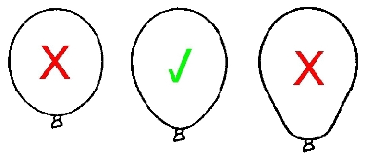 Correct size of latex balloons